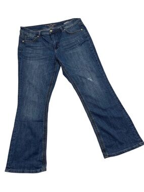 Melissa McCarthy Seven7 Distressed Midrise Blue Bootcut Jeans,  18W